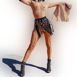 Sexy Nude One Shoulder Mesh Mini Dress (Dress Only)